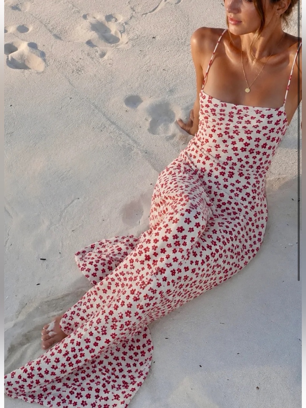 Commense Strappy Floral Print Crisscross Flowy Long Sundress